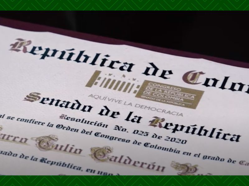 Condecoración Orden del Congreso de la República de Colombia en el Grado de Caballero